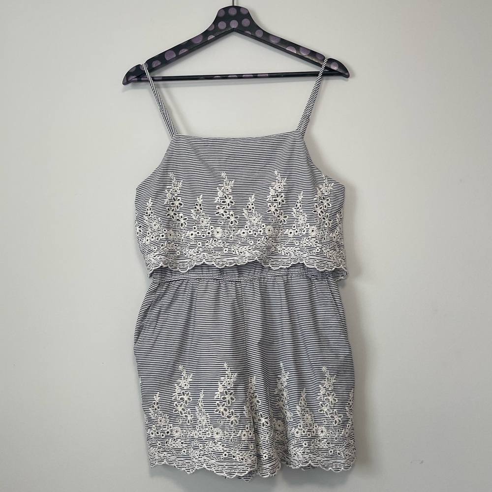 Hyfve Stripes With Crochet Details Romper Size Medium